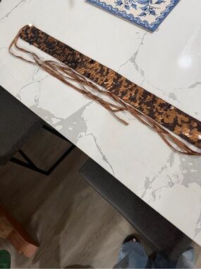 Sequin Tie Belt in Copper Brown